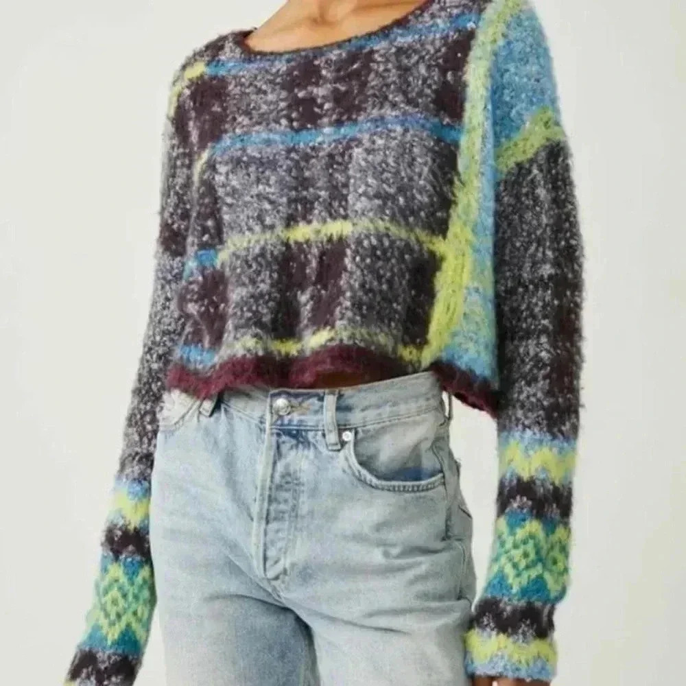 Free People Cropped Relaxed Fit Sweater NWT